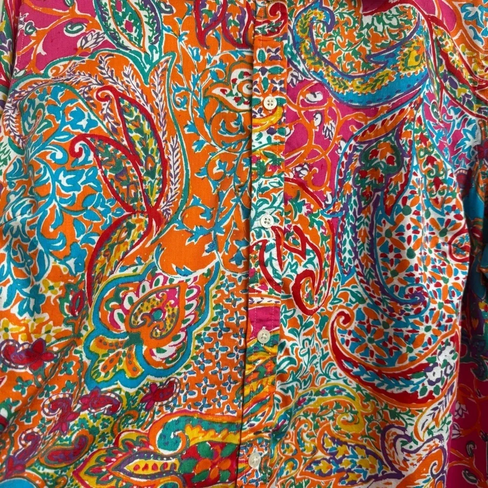 Lauren Ralph Lauren Womens Size 1X Vibrant Paisley 3/4 Sleeve Lightweight Blouse - Picture 4 of 8